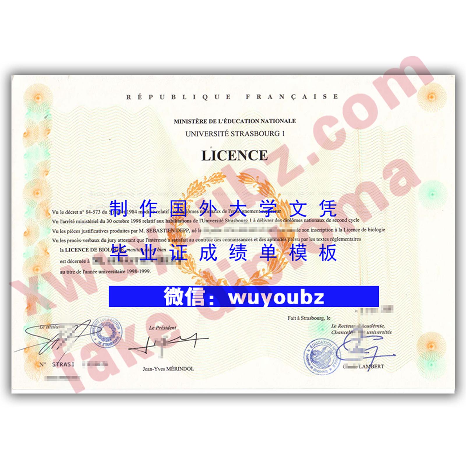 斯特拉斯堡大学文凭(法语: Université de Strasbourg Diplôme;英语:University of Strasbourg diploma; 德语: Das diplom der universität in straßburg)