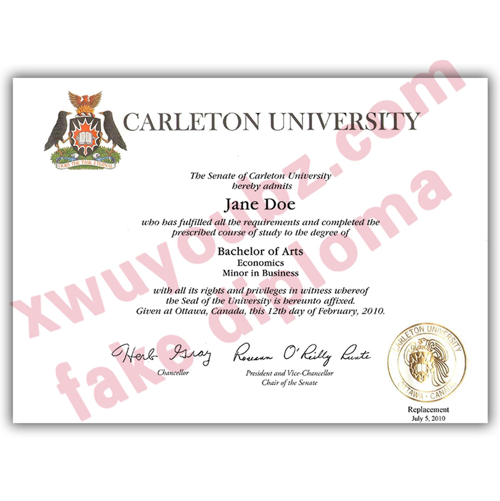 The Carleton University Diploma is accredited with a Canadian diploma